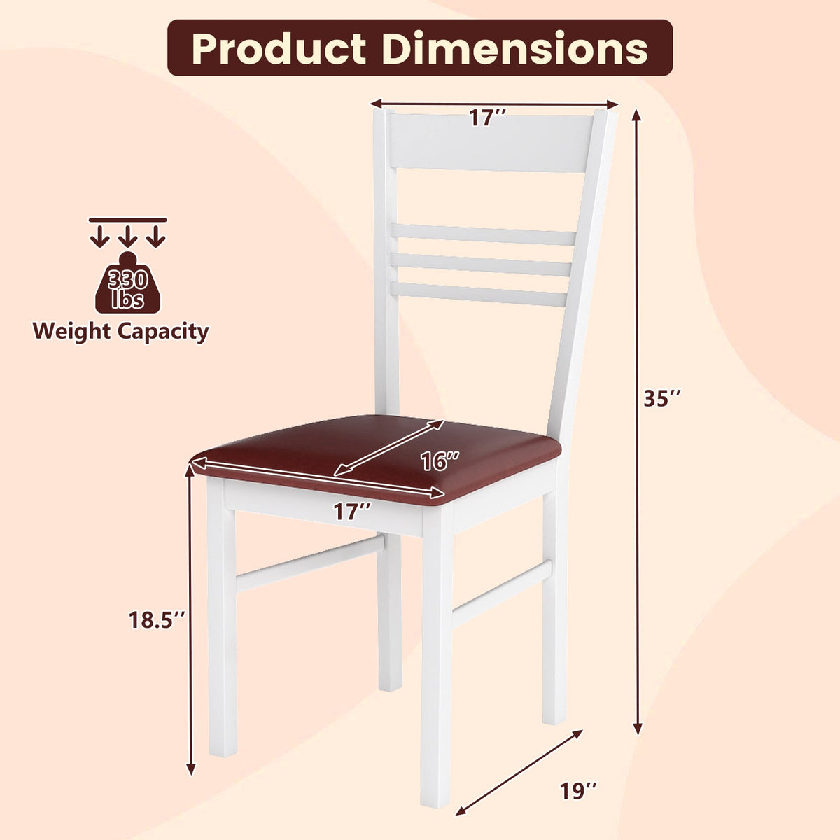 Wood Dining Chairs Set of 2 with Rubber Wood Frame-White-Dining Chairs-DECOROLALA