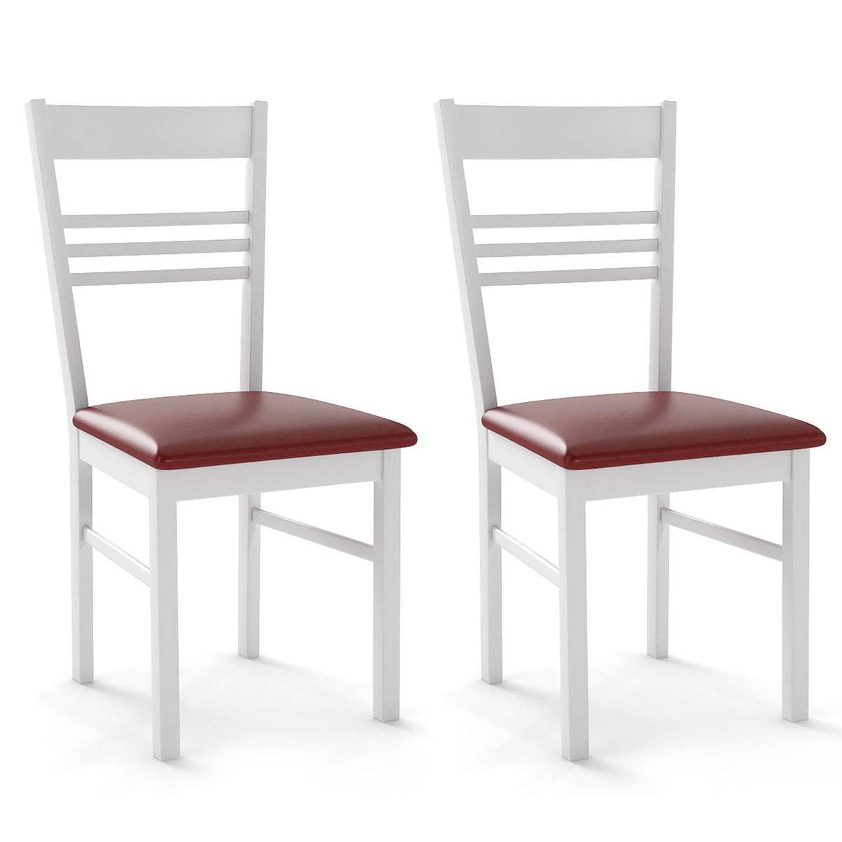 Wood Dining Chairs Set of 2 with Rubber Wood Frame-White-Dining Chairs-DECOROLALA