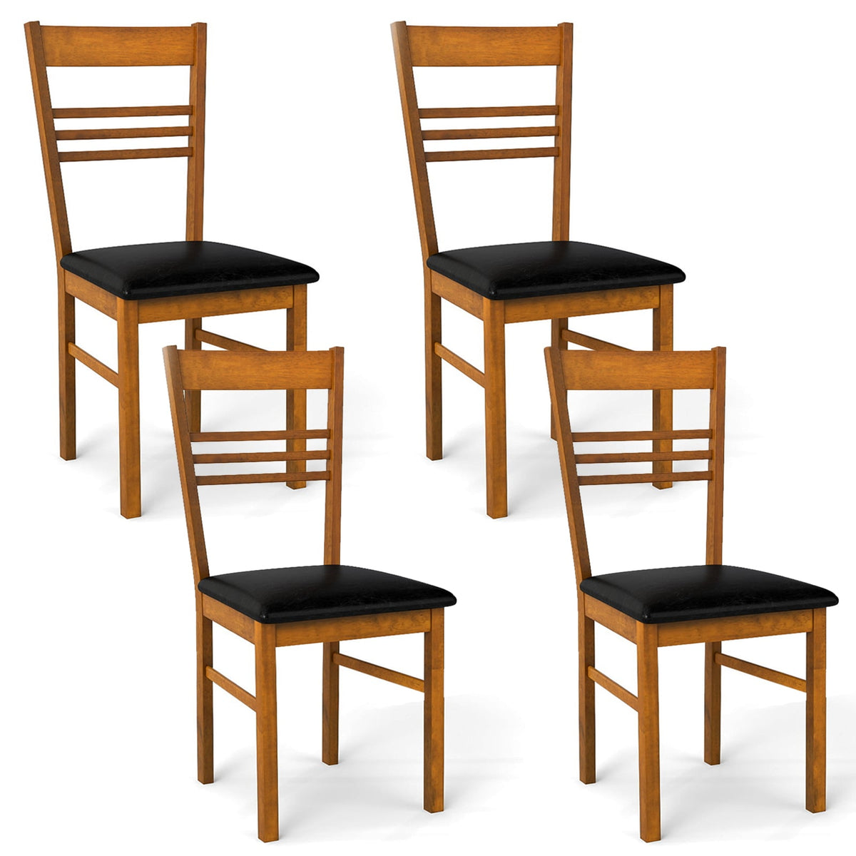 Wood Dining Chairs Set of 4 with Rubber Wood Frame-Walnut-Dining Chairs-DECOROLALA