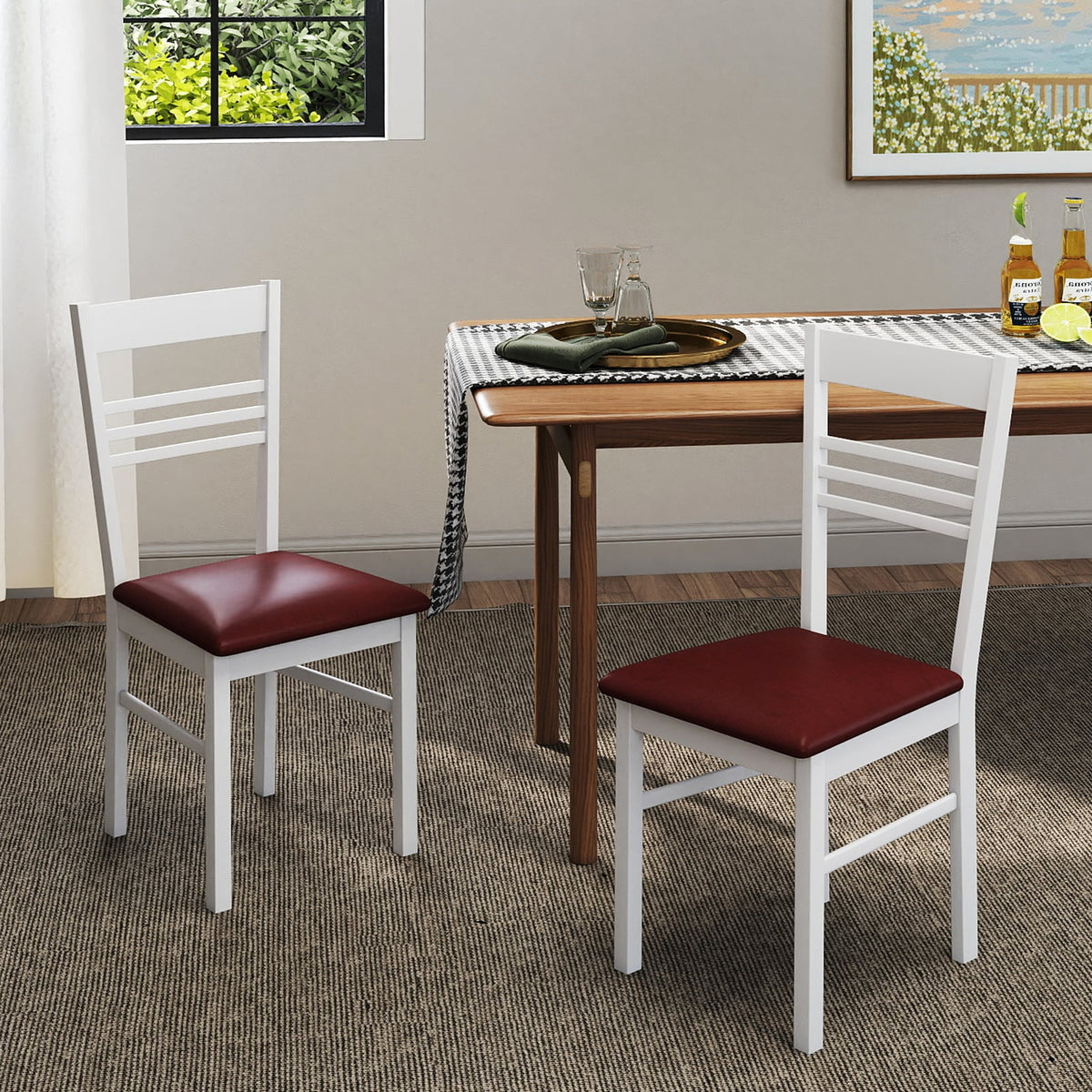 Wood Dining Chairs Set of 4 with Rubber Wood Frame-White-Dining Chairs-DECOROLALA