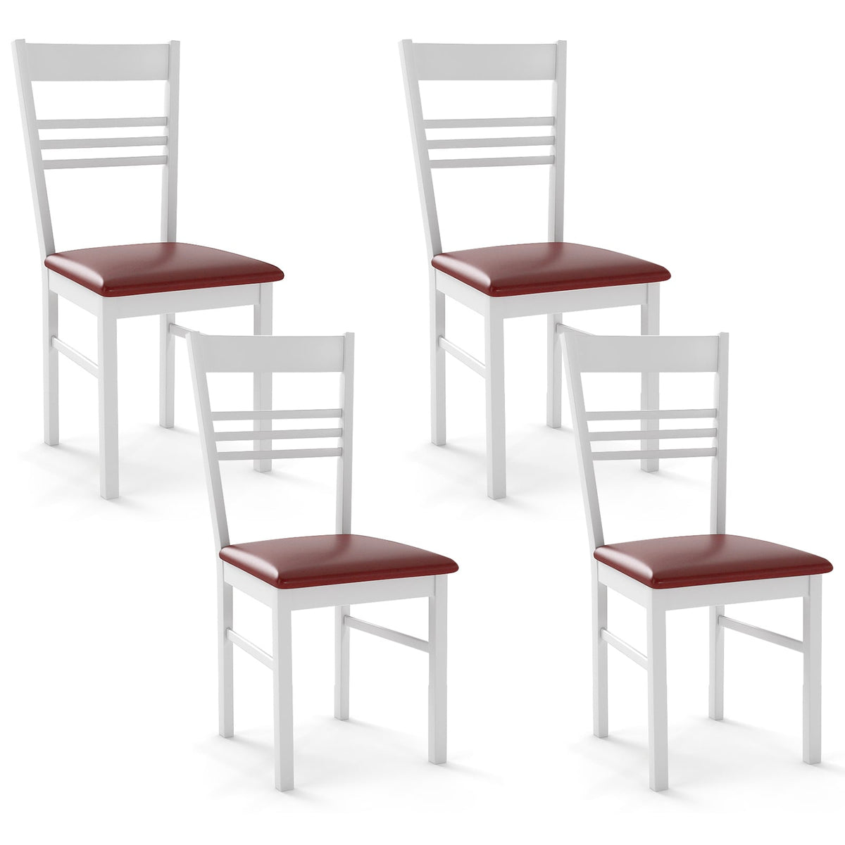 Wood Dining Chairs Set of 4 with Rubber Wood Frame-White-Dining Chairs-DECOROLALA