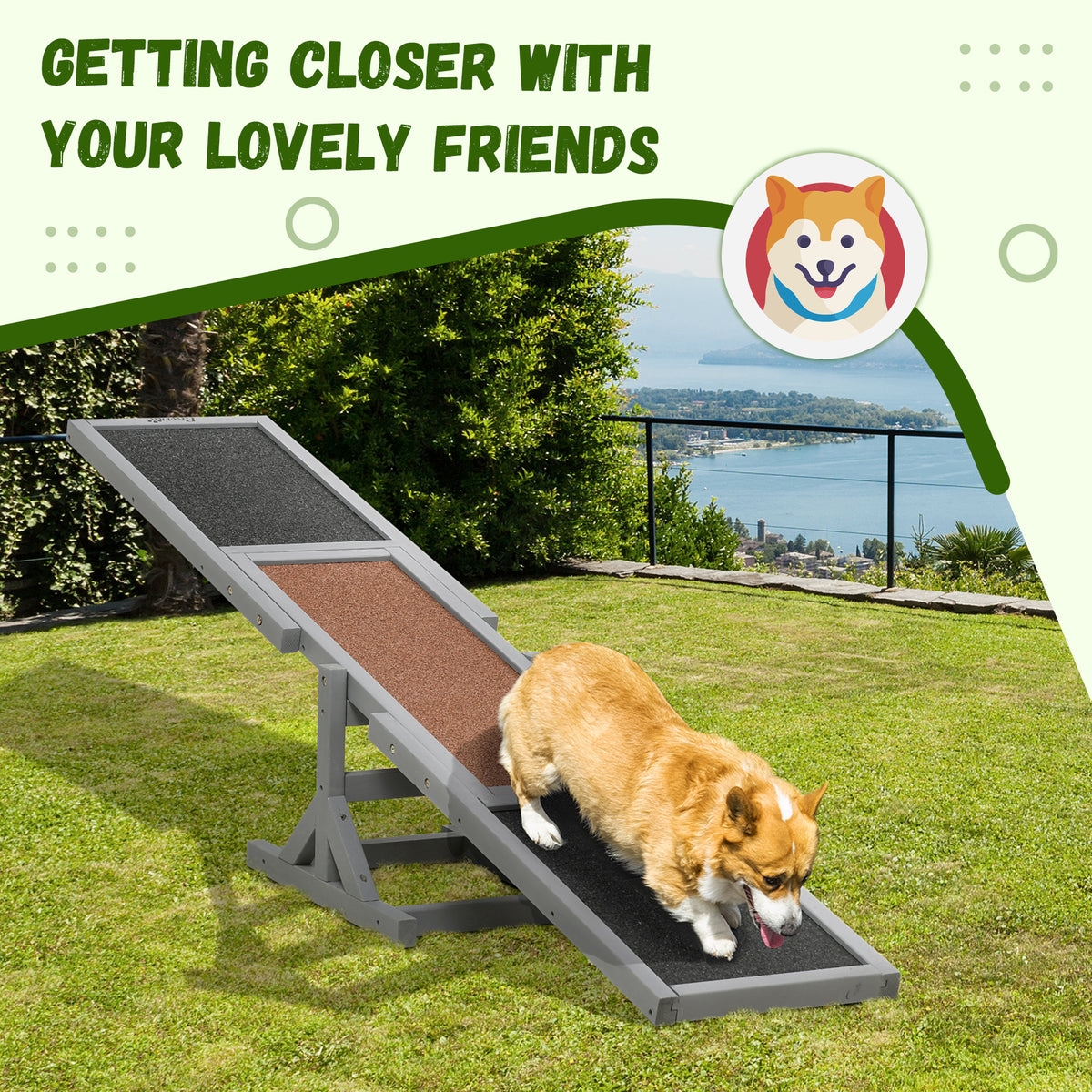 Wood Dog Agility Seesaw - 71" Fir Wood Training Platform Grey-Dogs-DECOROLALA