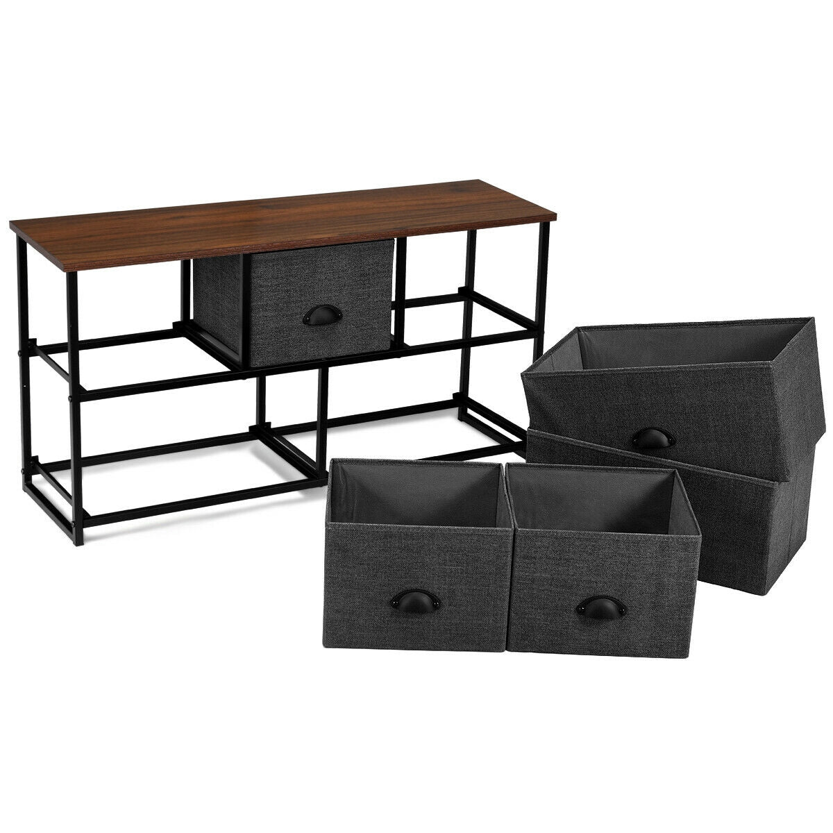 5-Drawer Fabric Dresser - Gray (min order qty 2)-Dressers & Chests-DECOROLALA