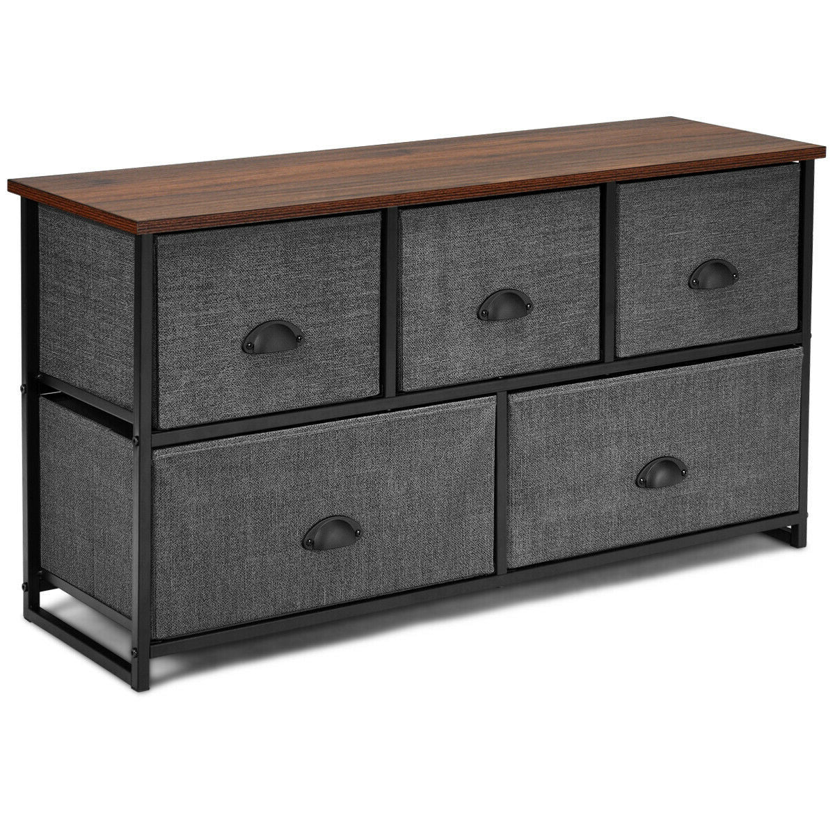 5-Drawer Fabric Dresser - Gray (min order qty 2)-Dressers & Chests-DECOROLALA