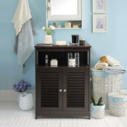 Wood Freestanding Bathroom Cabinet - Brown 23.5" Shutter Door-Floor Cabinets-DECOROLALA