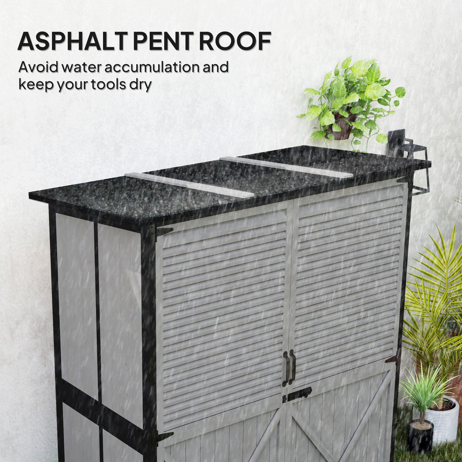 Wood Garden Shed - Outdoor Storage Cabinet Grey-Patio & Garden > Lawn & Garden > Sheds > Outdoor Storage Cabinet-DECOROLALA