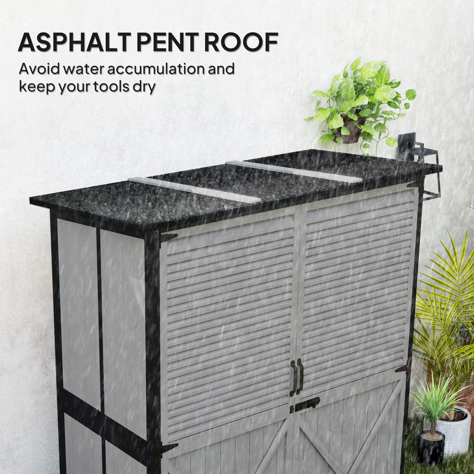 Wood Garden Shed - Outdoor Storage Cabinet Grey-Patio & Garden > Lawn & Garden > Sheds > Outdoor Storage Cabinet-DECOROLALA