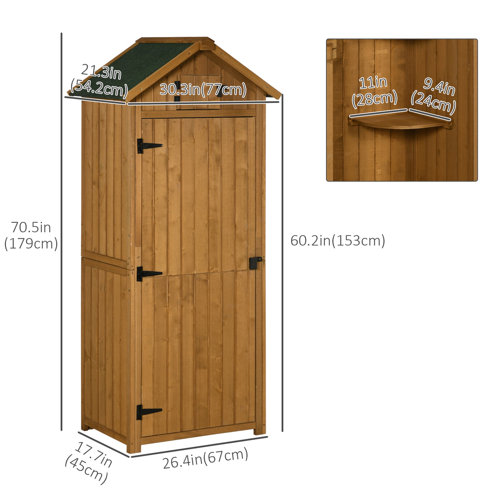 Wood Garden Storage Shed - 30" x 21" x 71" Brown-Patio & Garden > Lawn & Garden > Sheds > Outdoor Storage Cabinet-DECOROLALA