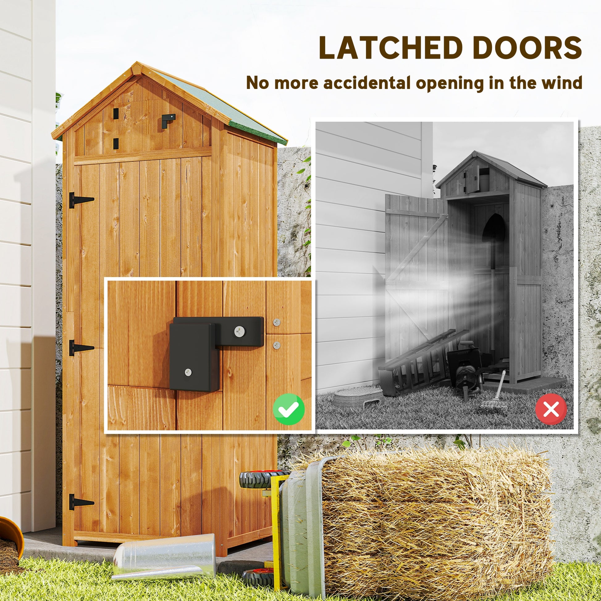 Wood Garden Storage Shed - 30" x 21" x 71" Brown-Patio & Garden > Lawn & Garden > Sheds > Outdoor Storage Cabinet-DECOROLALA