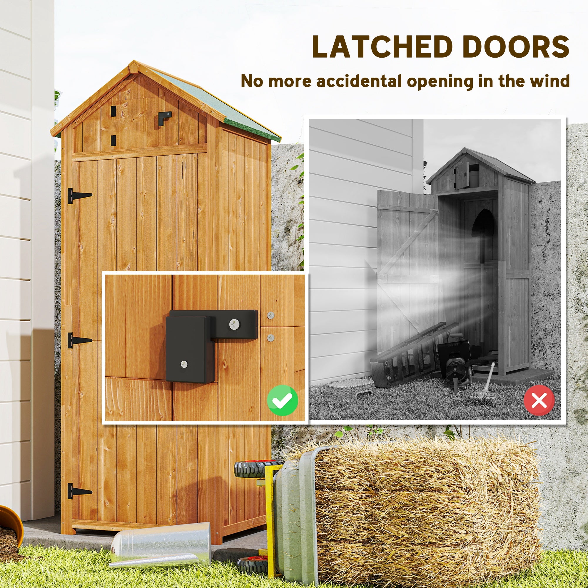 Wood Garden Storage Shed - 30" x 21" x 71" Brown-Patio & Garden > Lawn & Garden > Sheds > Outdoor Storage Cabinet-DECOROLALA