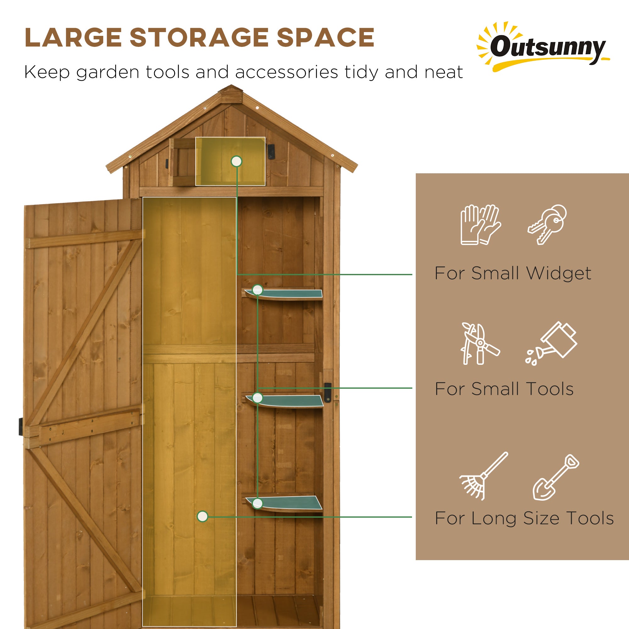 Wood Garden Storage Shed - 30" x 21" x 71" Brown-Patio & Garden > Lawn & Garden > Sheds > Outdoor Storage Cabinet-DECOROLALA