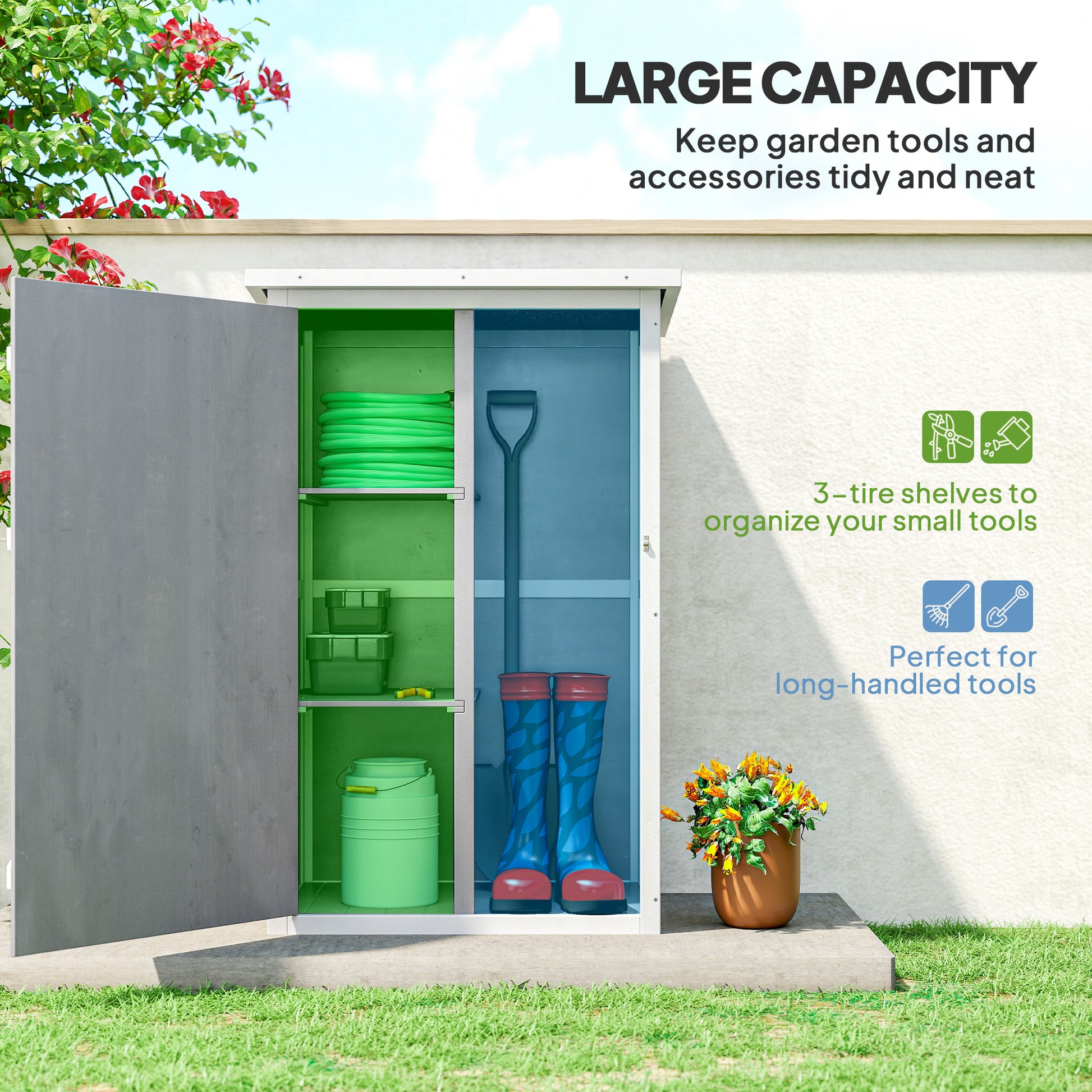 Wood Garden Storage Shed - Grey Fir Wood 45" H-Patio & Garden > Lawn & Garden > Sheds > Outdoor Storage Cabinet-DECOROLALA