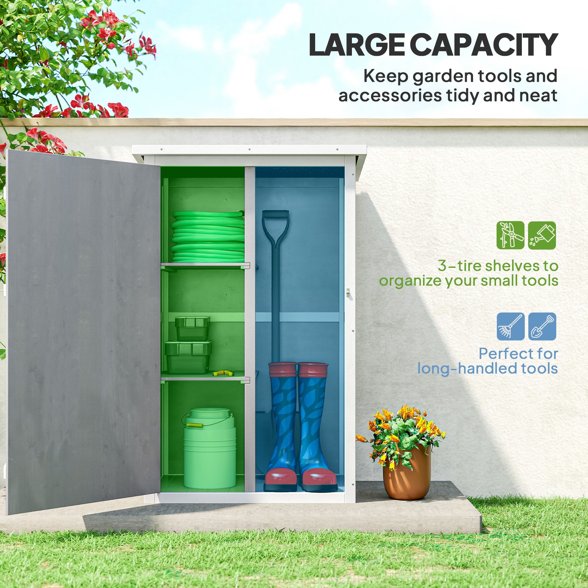 Wood Garden Storage Shed - Grey Fir Wood 45" H-Patio & Garden > Lawn & Garden > Sheds > Outdoor Storage Cabinet-DECOROLALA