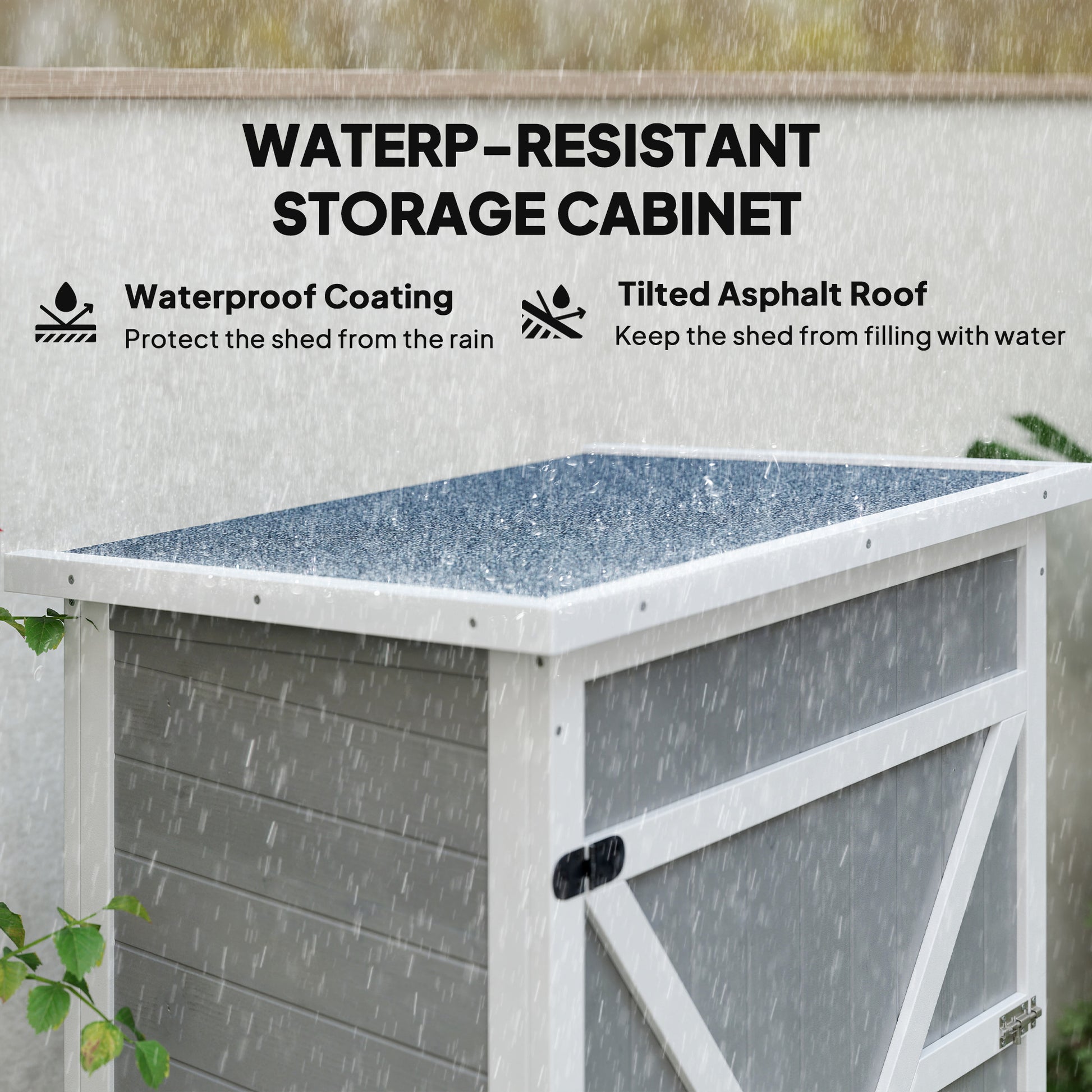 Wood Garden Storage Shed - Grey Fir Wood 45" H-Patio & Garden > Lawn & Garden > Sheds > Outdoor Storage Cabinet-DECOROLALA