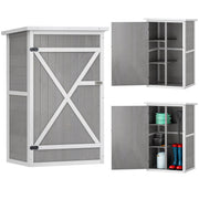 Wood Garden Storage Shed - Grey Fir Wood 45" H-Patio & Garden > Lawn & Garden > Sheds > Outdoor Storage Cabinet-DECOROLALA