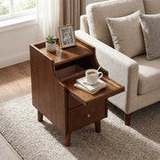 Wood Nightstand with Drawers and Solid Wood Legs for Bedroom-Brown-Nightstands-DECOROLALA
