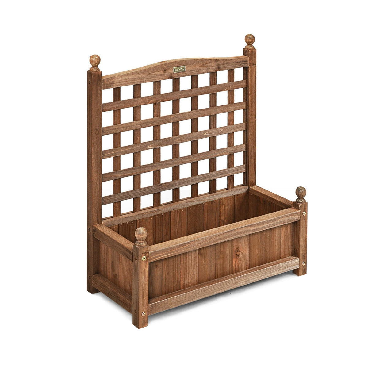 Wood Planter Box with Trellis Weather-resistant Outdoor-Raised Garden Beds-DECOROLALA