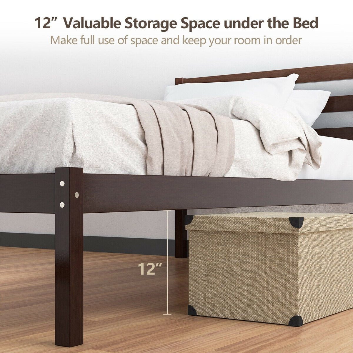 Wood Platform Bed Frame with Headboard-Simple Bed Frame-DECOROLALA