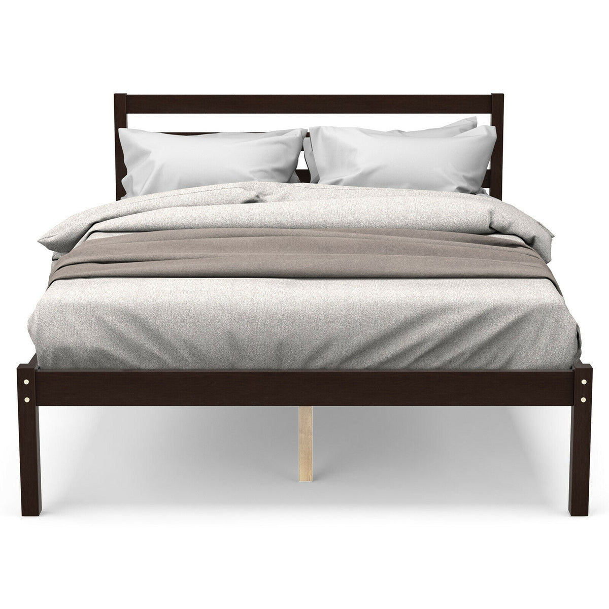 Wood Platform Bed Frame with Headboard-Simple Bed Frame-DECOROLALA