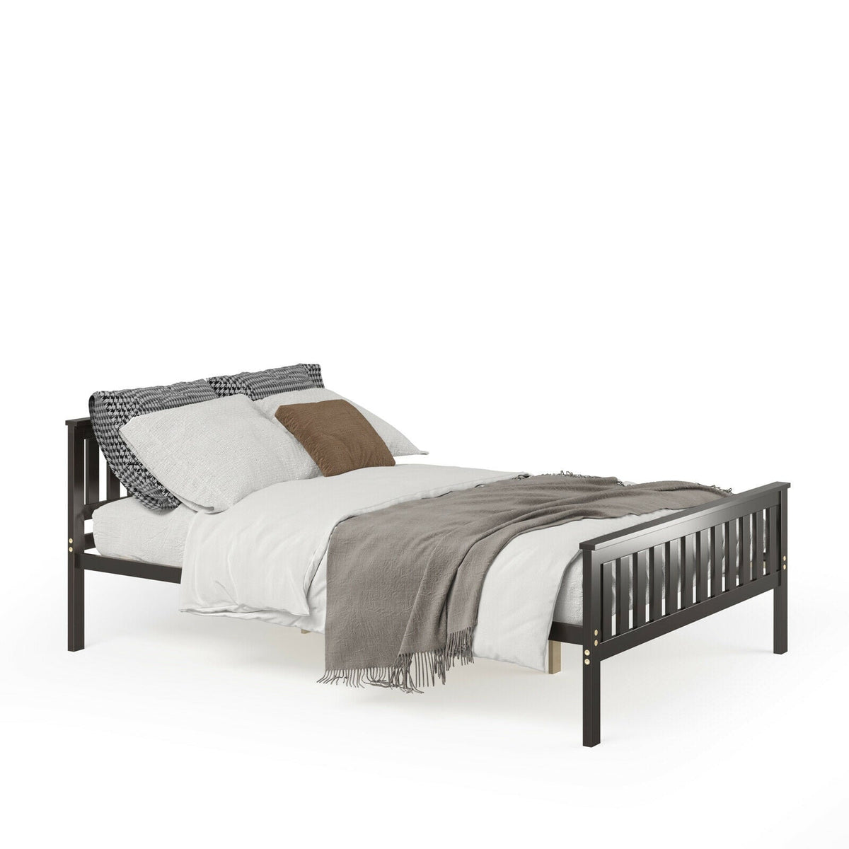Wood Platform Bed with Headboard-Simple Bed Frame-DECOROLALA