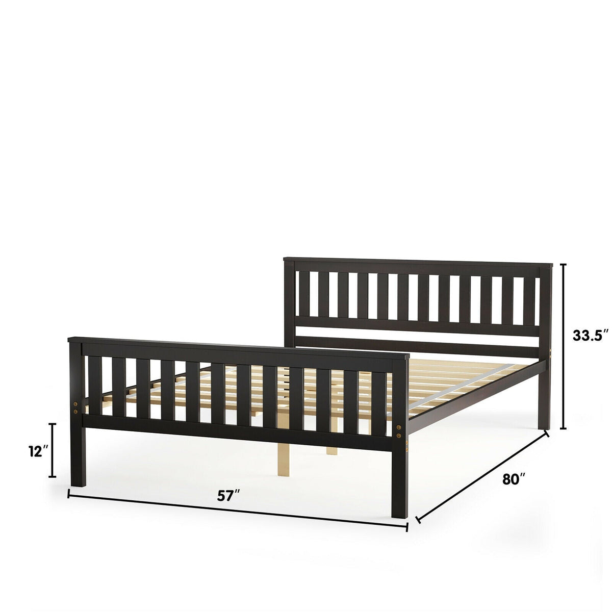 Wood Platform Bed with Headboard-Simple Bed Frame-DECOROLALA