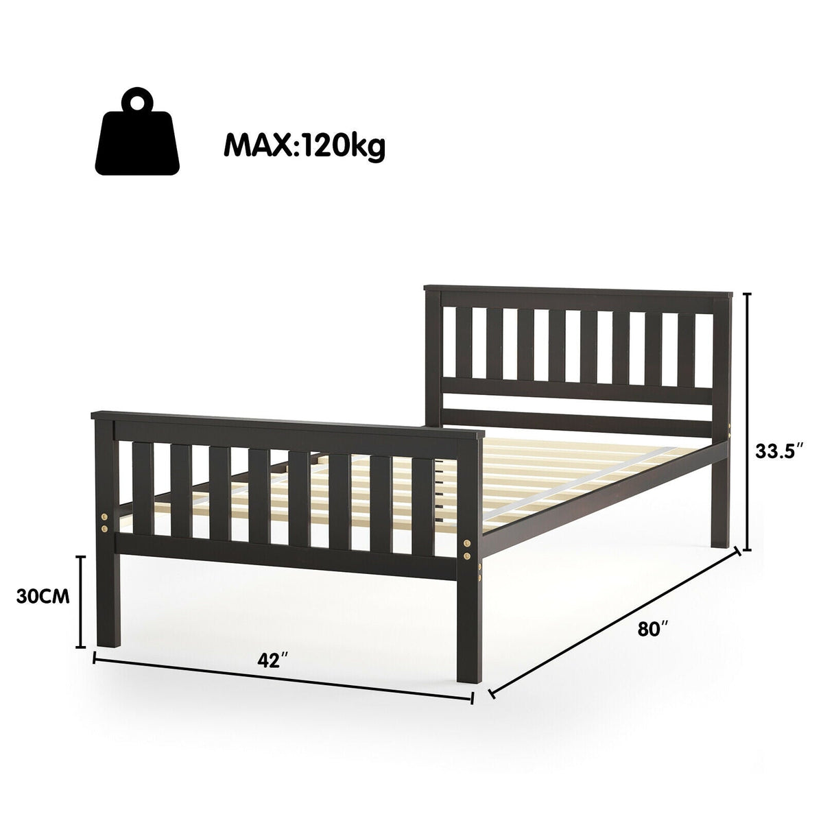Wood Platform Bed with Headboard-Simple Bed Frame-DECOROLALA