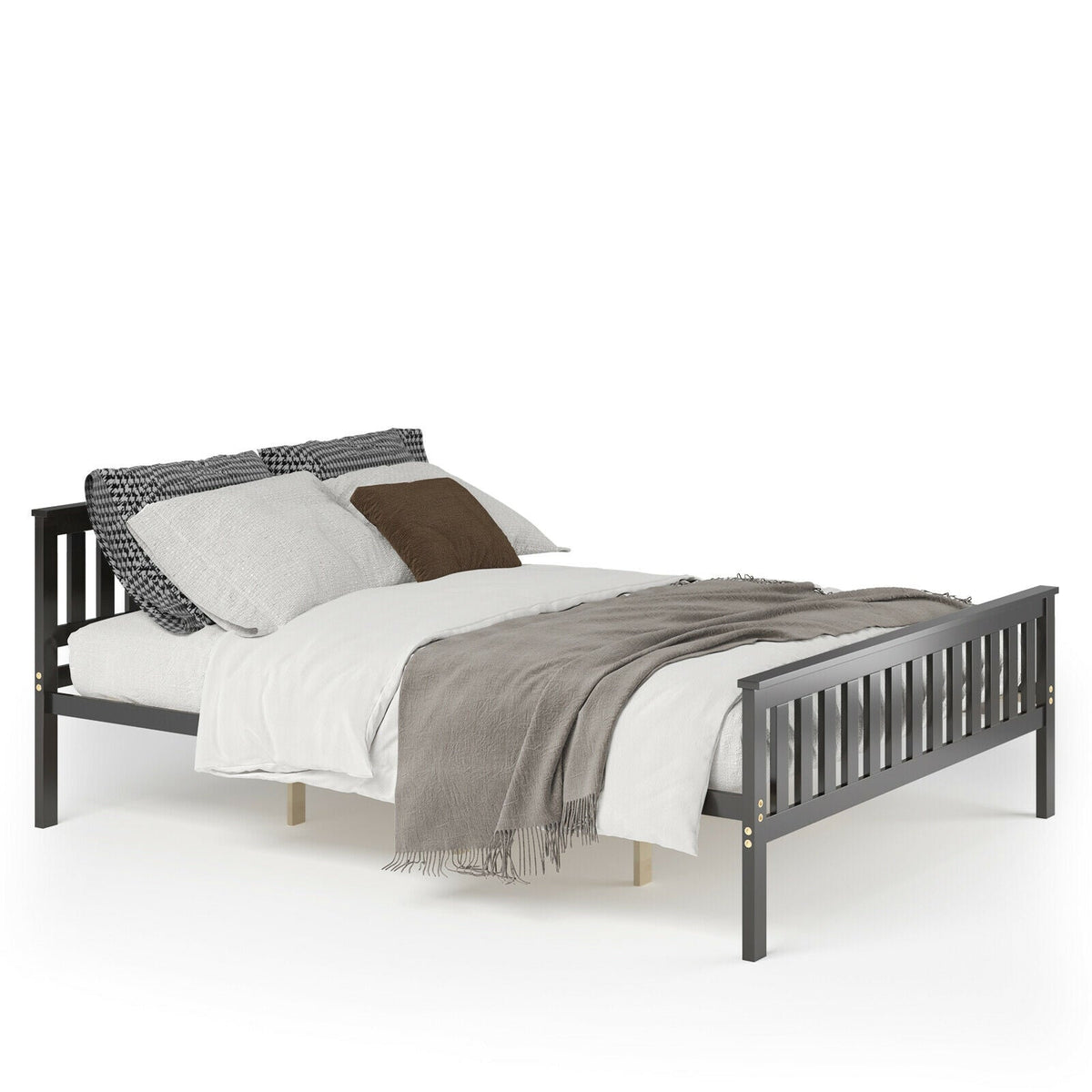Wood Platform Bed with Headboard-Simple Bed Frame-DECOROLALA