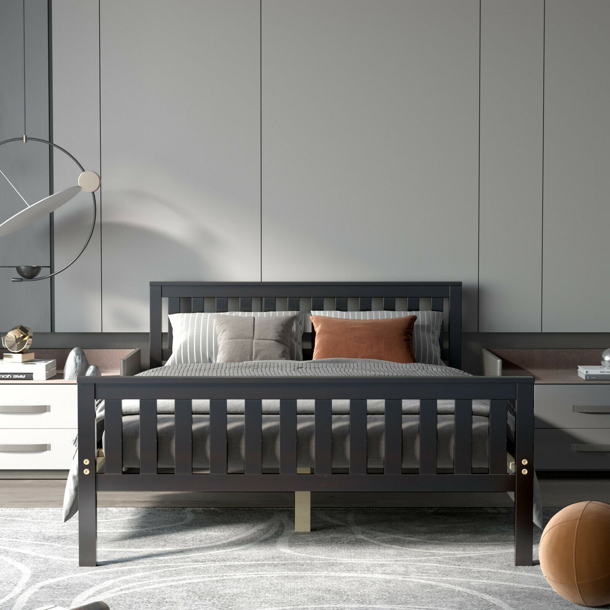Wood Platform Bed with Headboard-Simple Bed Frame-DECOROLALA