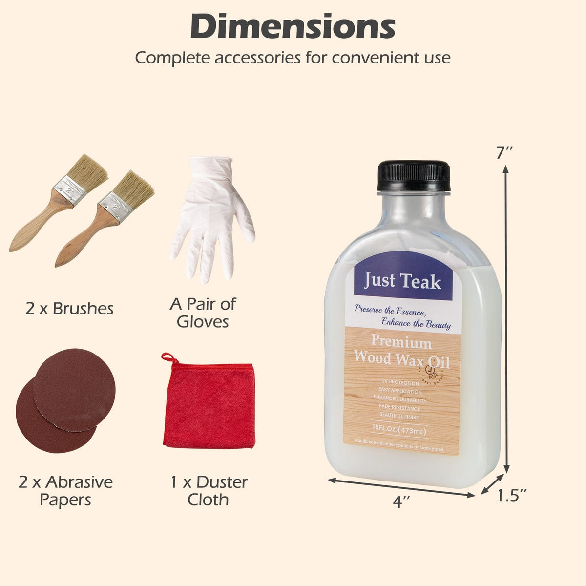 Wood Wax Oil for Outdoor and Indoor Furniture Teak Care Kit to Restore and Protect Wood-Outdoor Furniture Accessories-DECOROLALA