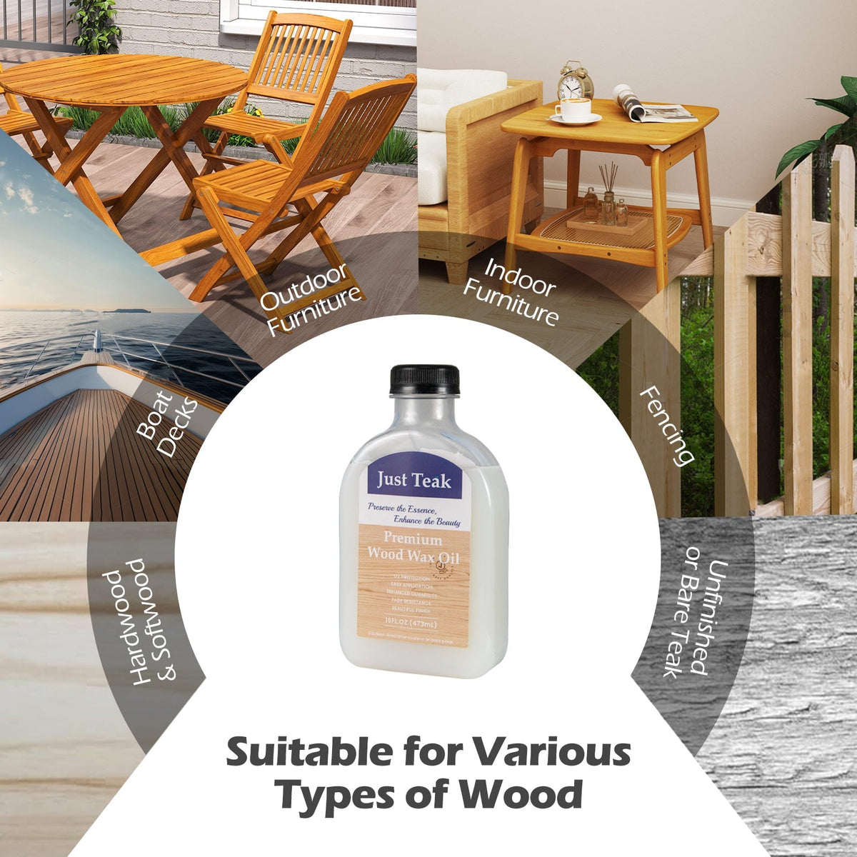 Wood Wax Oil for Outdoor and Indoor Furniture Teak Care Kit to Restore and Protect Wood-Outdoor Furniture Accessories-DECOROLALA