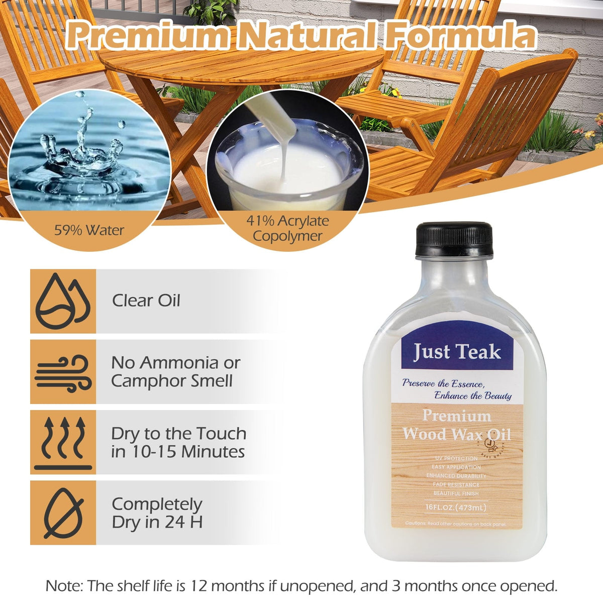 Wood Wax Oil for Outdoor and Indoor Furniture Teak Care Kit to Restore and Protect Wood-Outdoor Furniture Accessories-DECOROLALA