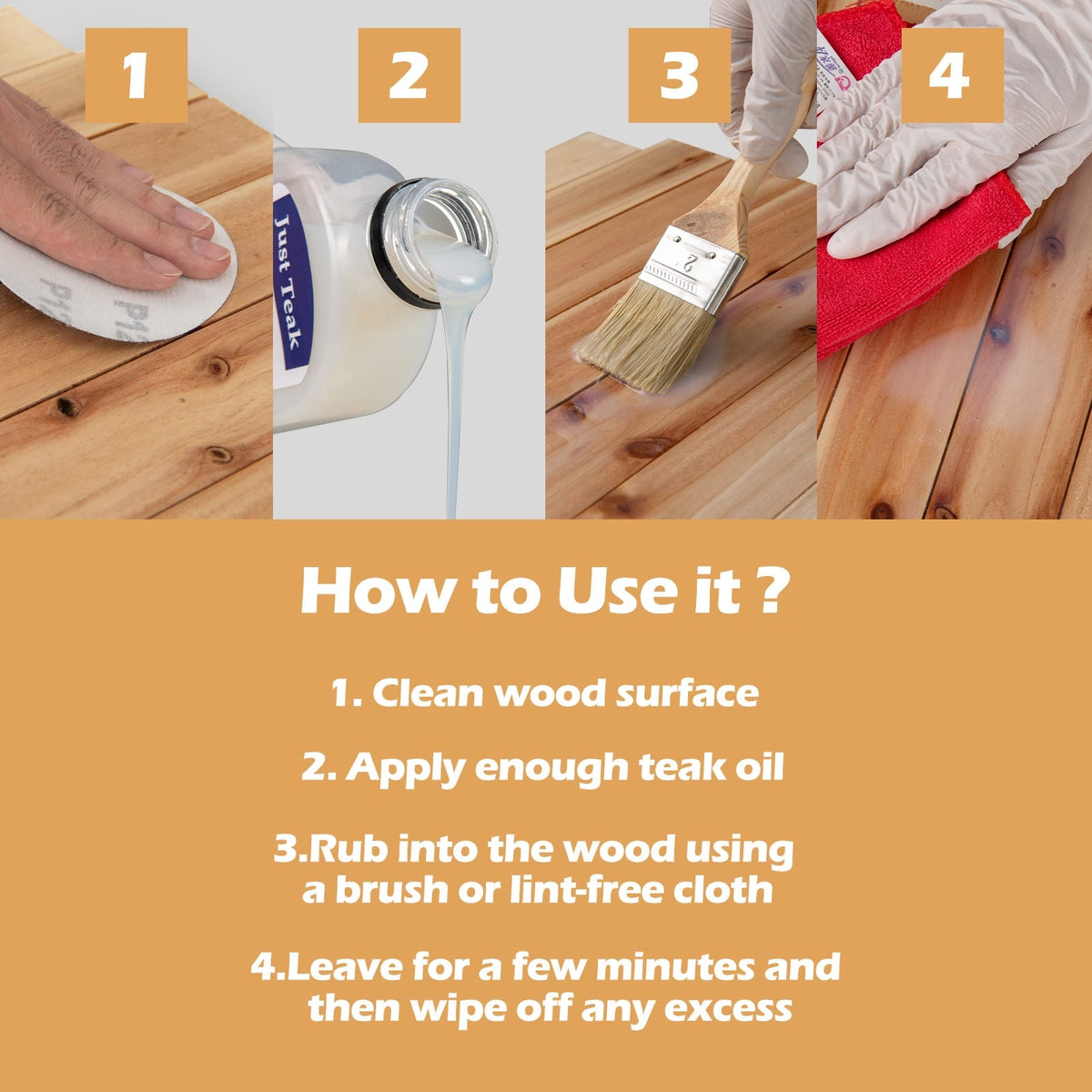 Wood Wax Oil for Outdoor and Indoor Furniture Teak Care Kit to Restore and Protect Wood-Outdoor Furniture Accessories-DECOROLALA