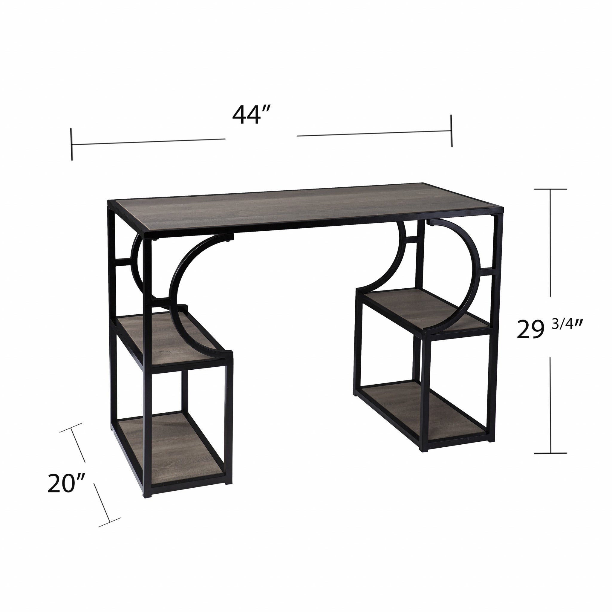Wood and Iron Writing Desk with Storage-Desks-DECOROLALA