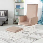 Wooden Baby Nursery Glider and Ottoman Cushion Set-Pink-Recliners-DECOROLALA