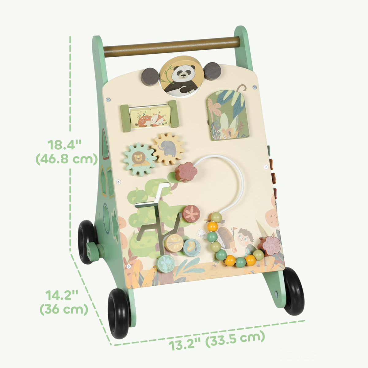 Wooden Baby Walker, Push Along Walker Toys with Speed Control, Xylophone, gears and Bead Maze, Green-Toys & Games > Baby & Toddler Toys-DECOROLALA
