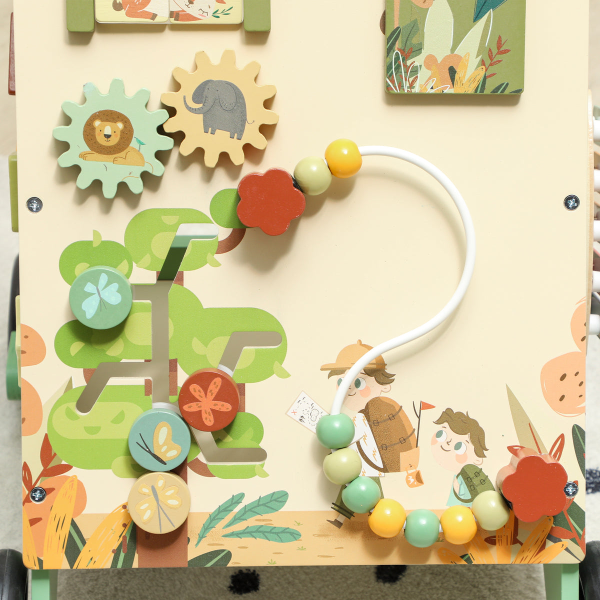 Wooden Baby Walker, Push Along Walker Toys with Speed Control, Xylophone, gears and Bead Maze, Green-Toys & Games > Baby & Toddler Toys-DECOROLALA