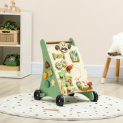 Wooden Baby Walker, Push Along Walker Toys with Speed Control, Xylophone, gears and Bead Maze, Green-Toys & Games > Baby & Toddler Toys-DECOROLALA