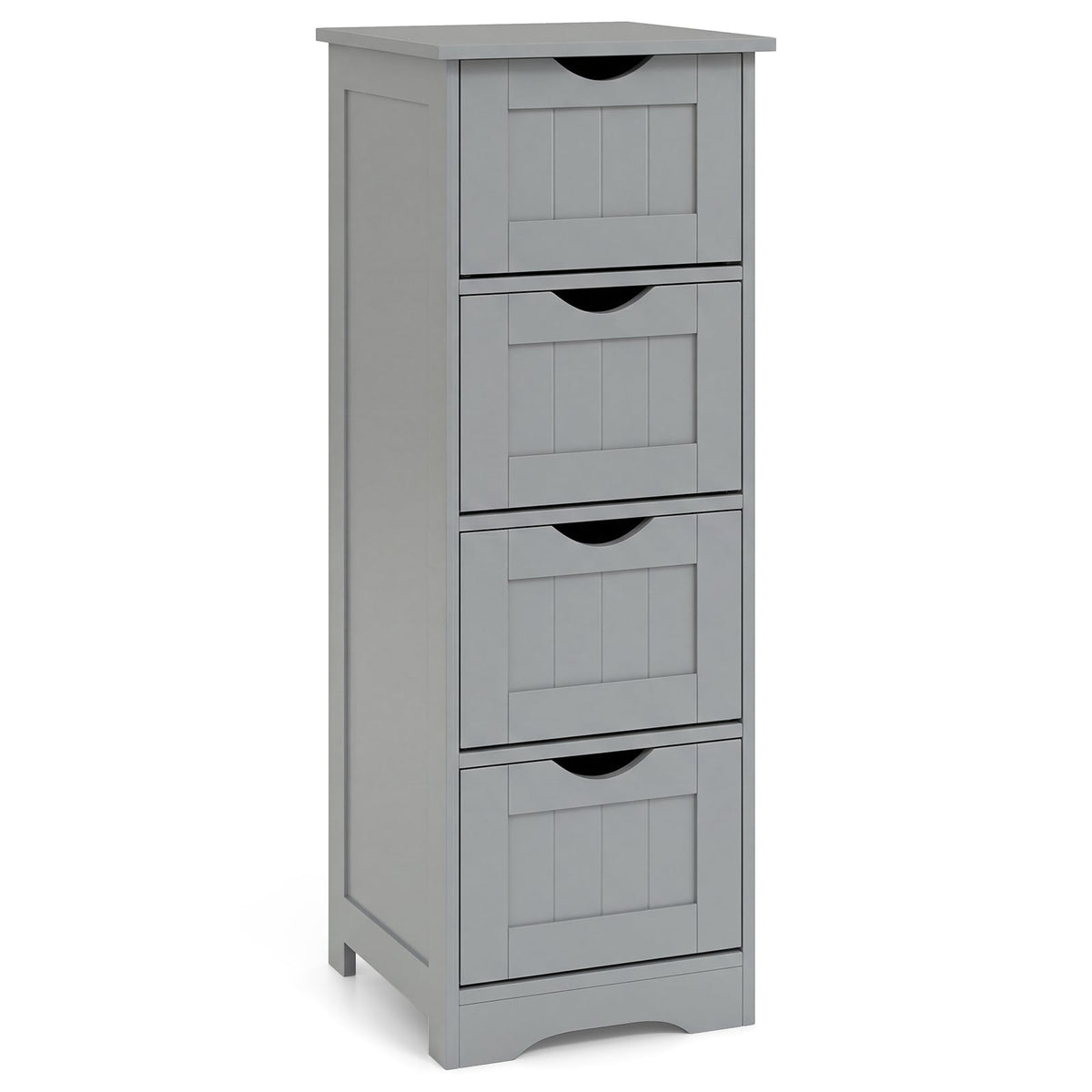 Wooden Bathroom Floor Cabinet with 4 Drawers - Gray 32.5" H-Bathroom Floor Cabinets-DECOROLALA