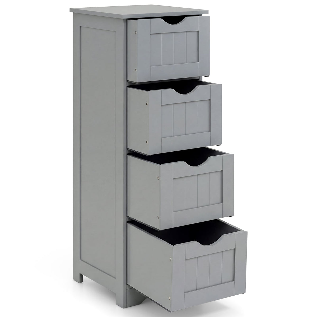 Wooden Bathroom Floor Cabinet with 4 Drawers - Gray 32.5" H-Floor Cabinets-DECOROLALA