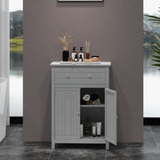 Wooden Bathroom Floor Cabinet with Drawer - Gray 24" MDF-Floor Cabinets-DECOROLALA
