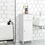 Wooden Bathroom Floor Storage Cabinet with Drawer and Shelf-White-Floor Cabinets-DECOROLALA