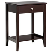 Wooden Bedside Sofa Table with Sliding Drawer-Brown-End & Side Tables-DECOROLALA