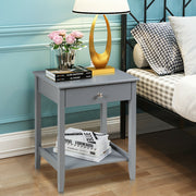Wooden Bedside Sofa Table with Sliding Drawer-Gray-End & Side Tables-DECOROLALA