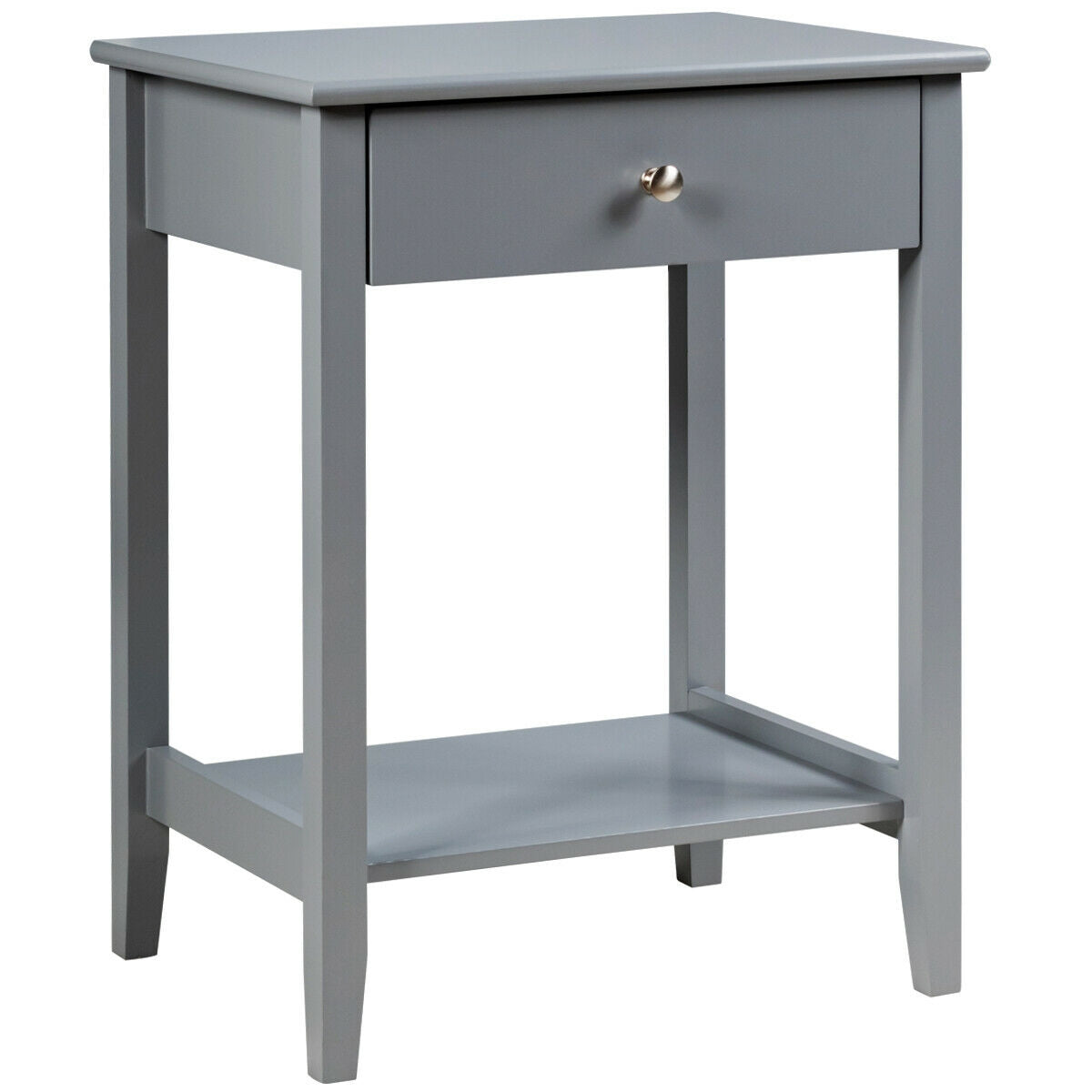 Wooden Bedside Sofa Table with Sliding Drawer-Gray-End & Side Tables-DECOROLALA