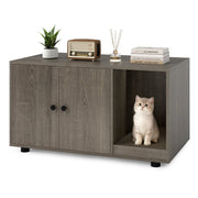 Wooden Cat Litter Box Enclosure Hidden Litter Box Furniture with Scratching Board-Oak-Cat Houses-DECOROLALA