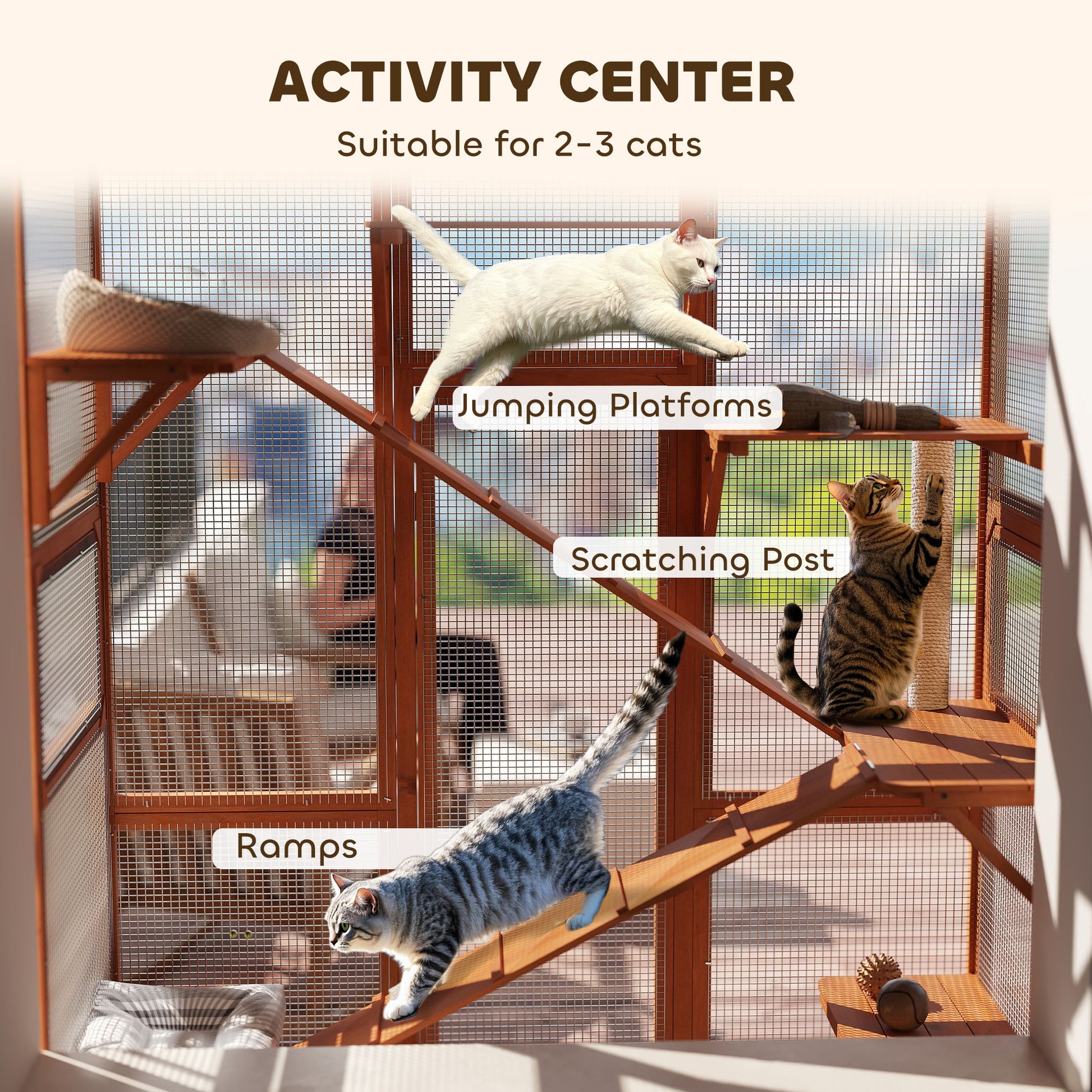 Wooden Catio Outdoor Cat Enclosure Orange-DECOROLALA