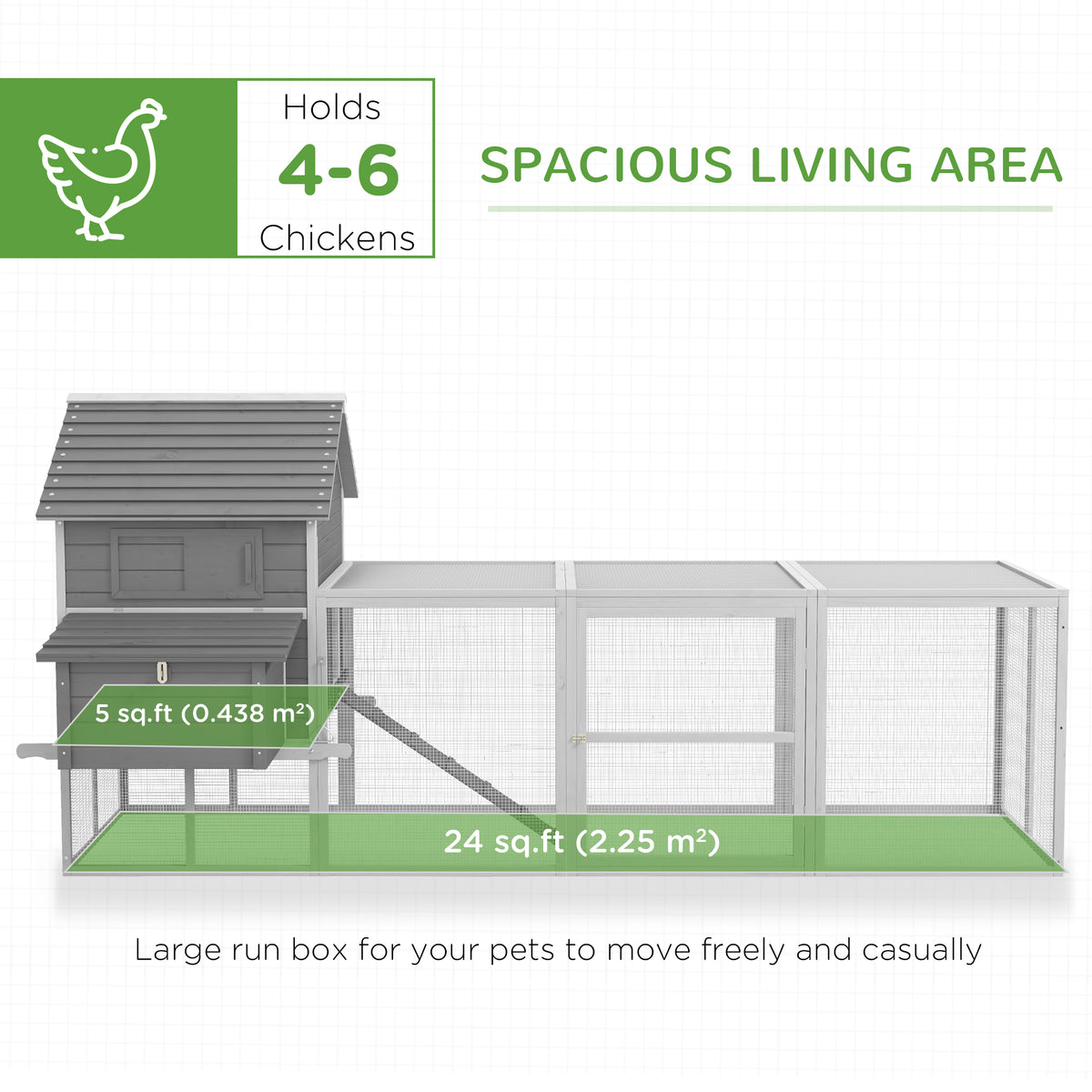 Wooden Chicken Coop with Nesting Box and Run - Grey Fir Wood-Small Animals-DECOROLALA
