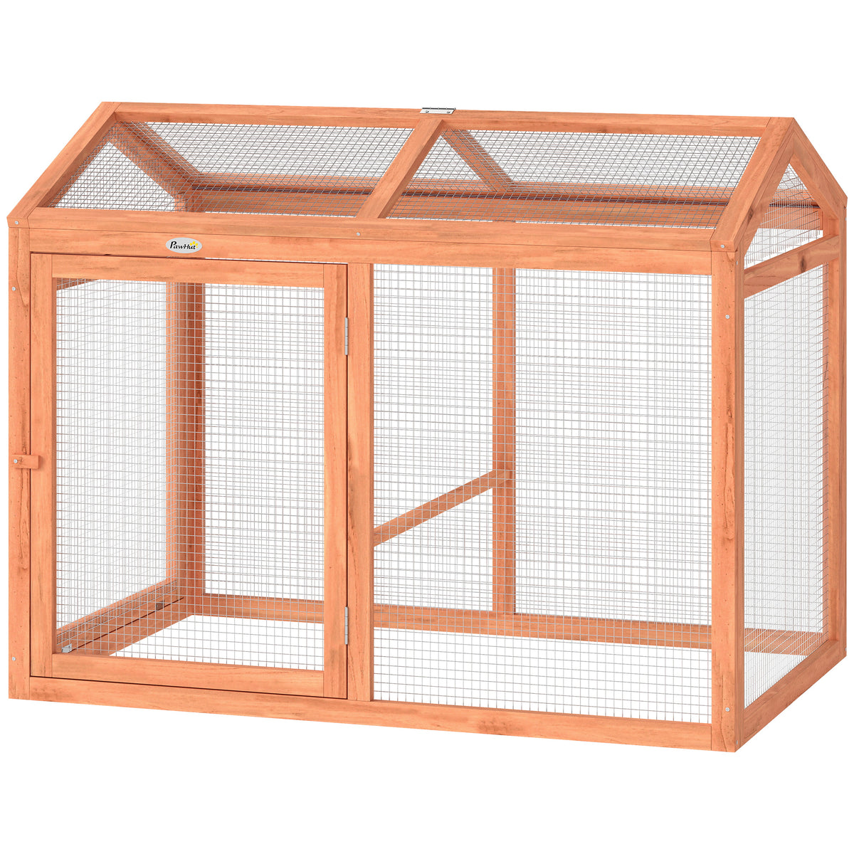 Wooden Chicken Run - Orange Fir Wood Outdoor Coop with Perch-Small Animals-DECOROLALA