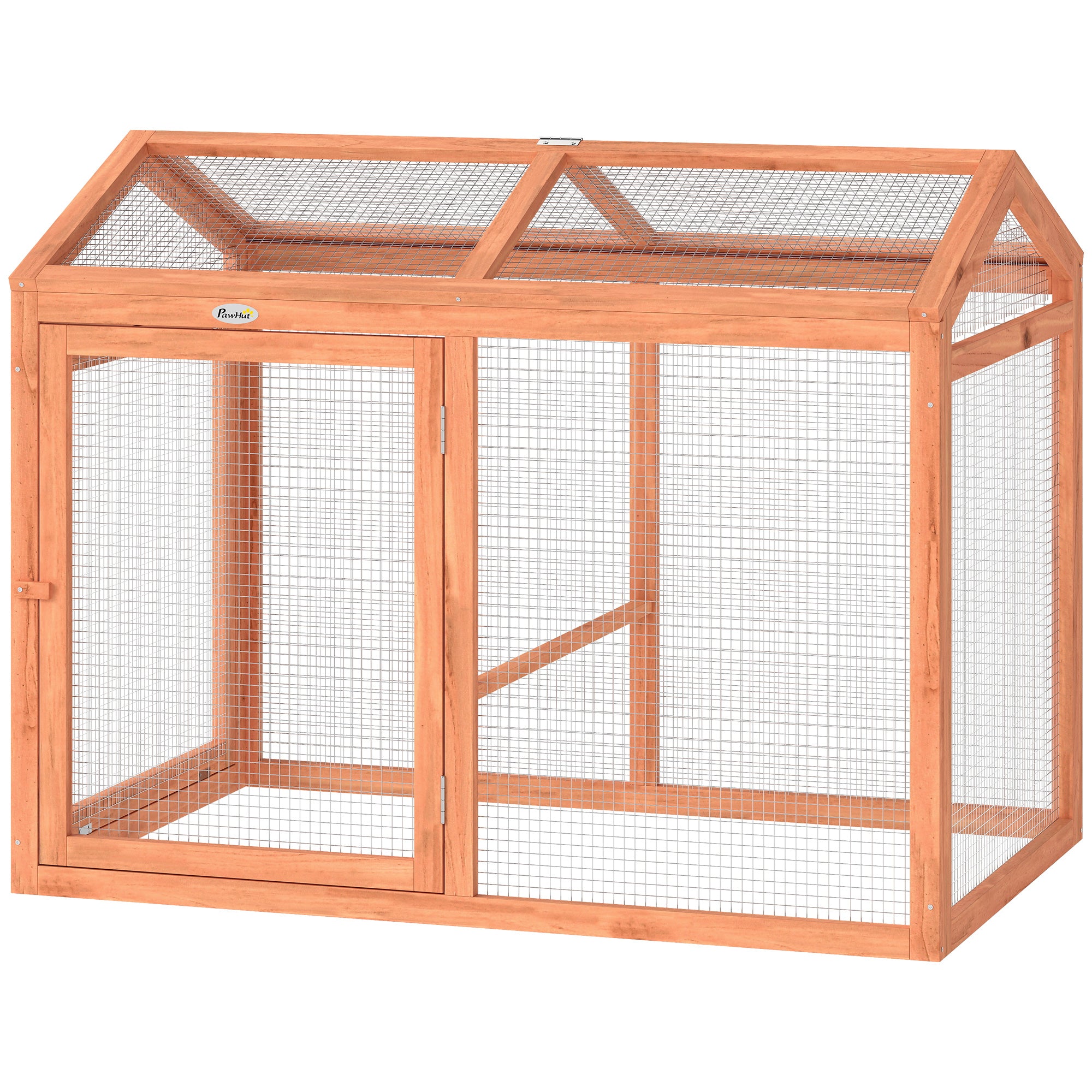 Wooden Chicken Run - Orange Fir Wood Outdoor Coop with Perch-Small Animals-DECOROLALA
