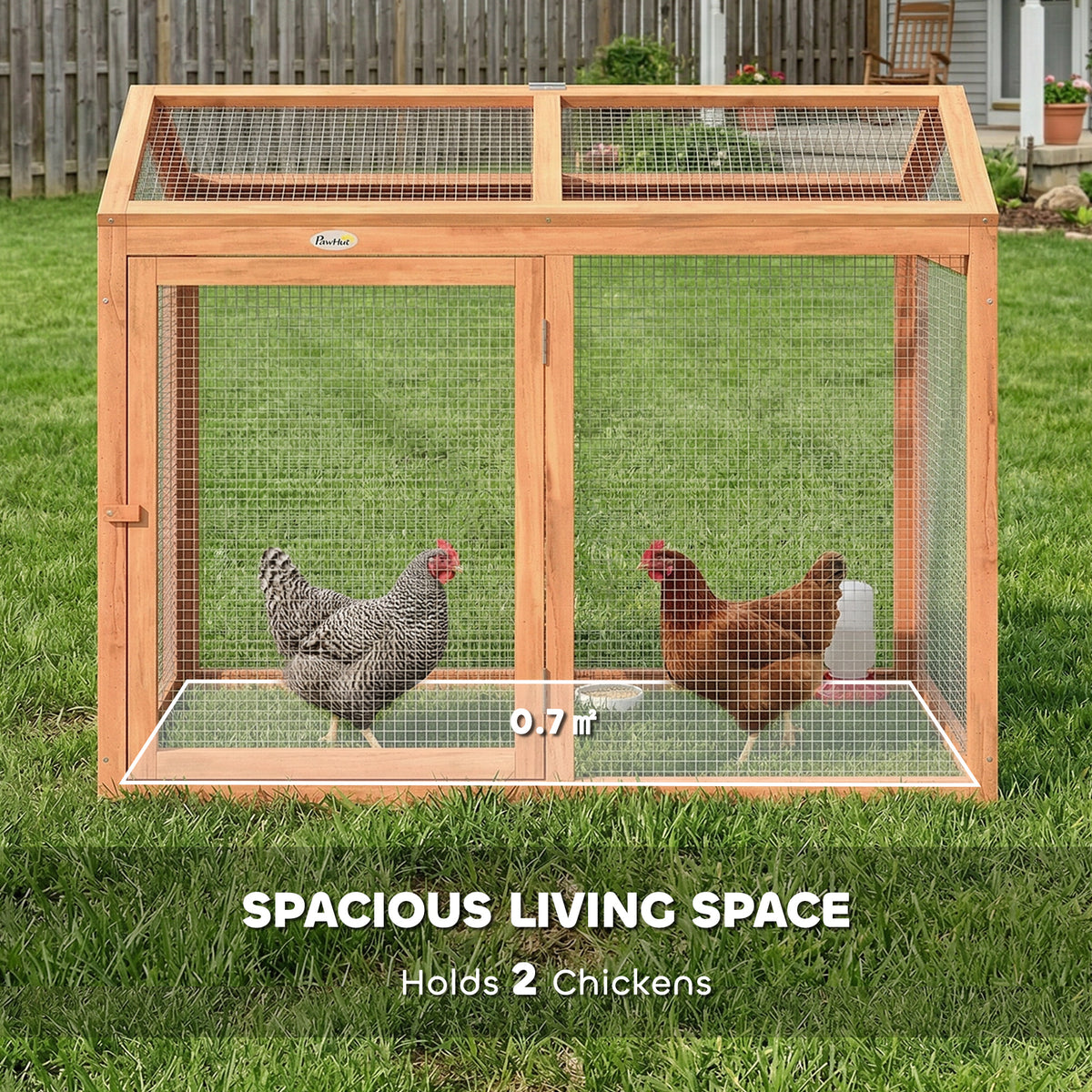 Wooden Chicken Run - Orange Fir Wood Outdoor Coop with Perch-Small Animals-DECOROLALA